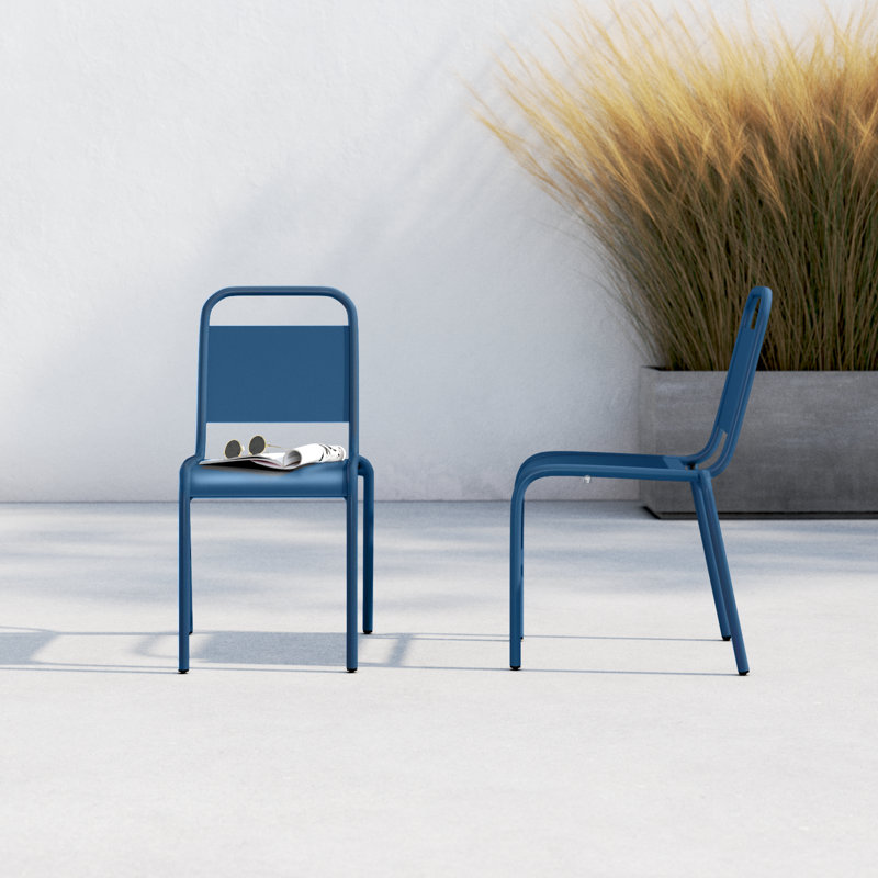 Nantes Outdoor Stacking Dining Side Chair, Dark Blue