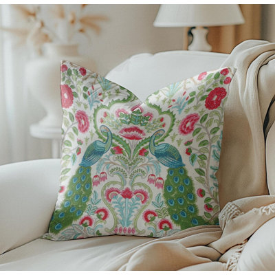 Peacock Bird Turquoise Green Pillow Cover