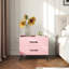 Table de chevet rose à 2 tiroirs, protection des bords avec surface imperméable et pieds de 4,8 po de hauteur-1388553906