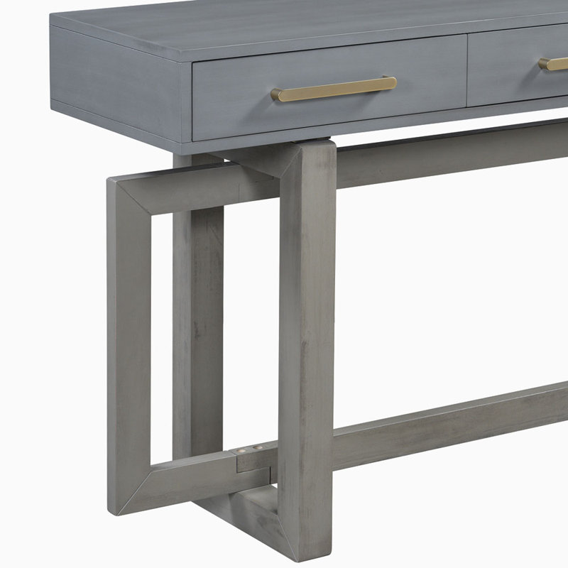 Elegant Console Table with Three Drawers, Grey