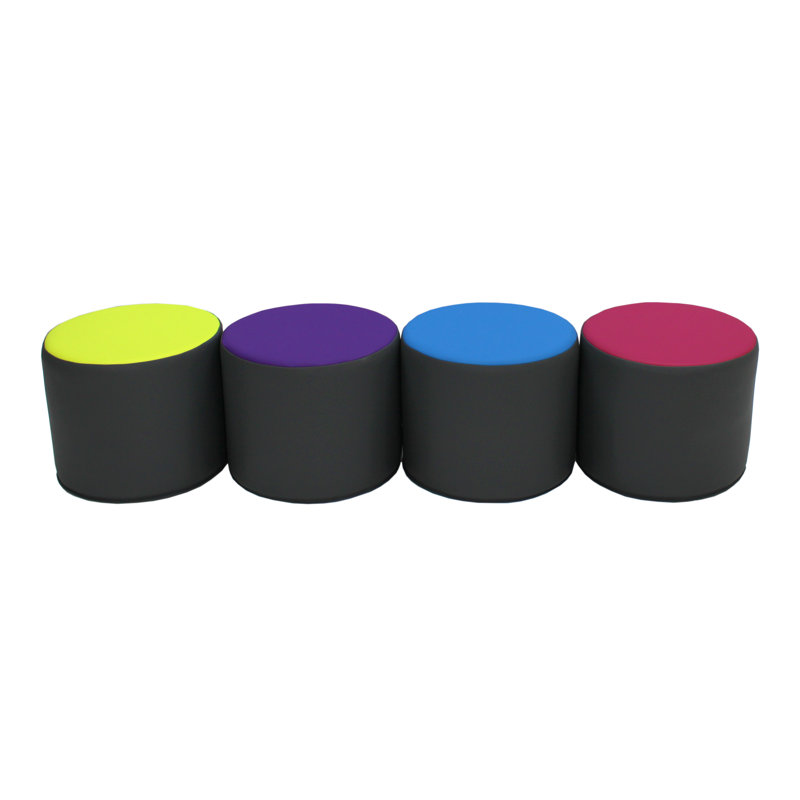 SoftScape 15" Round Multicolor Foam Ottomans Set