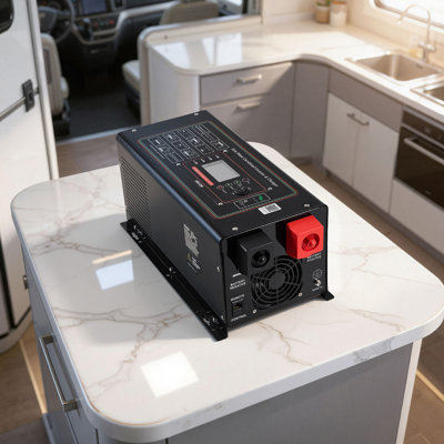 Pure Sine Wave Inverter Charger, 1200W, DC 12V to AC 120V Power Inverter with LCD Display, Remote Control, Low Frequency, for RV Camper Home, Compatible with 12V LiFePO4 Lithium Batteries