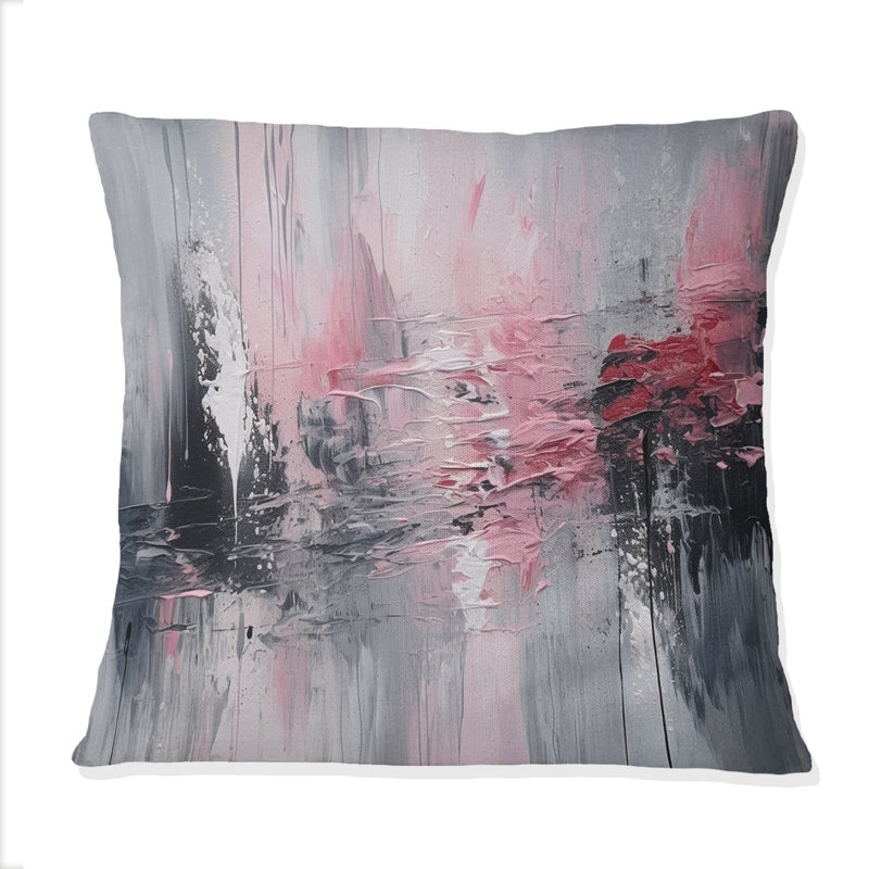 Evolving Shapes In Pink Marble IV - Abstract Geometric Printed Throw Pillow