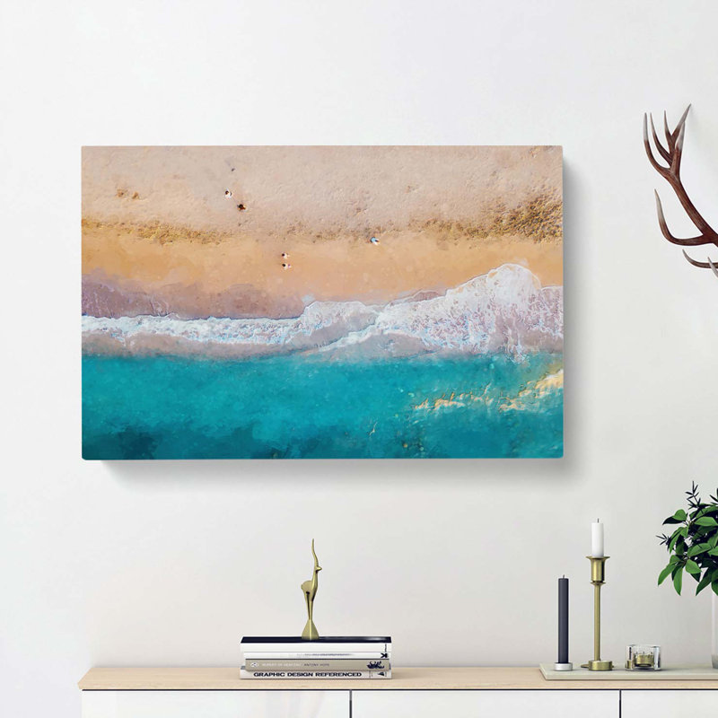 Walking Upon A Beach In Corfu Greece - Wrapped Canvas Painting, 40cm H x 60cm W x 3cm D