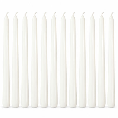 White Taper Candles - 12 Pack, 10 Inch, Unscented