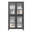 Armoire à 4 portes en verre pour le rangement des chaussures - noir avec portes et tablettes réglables