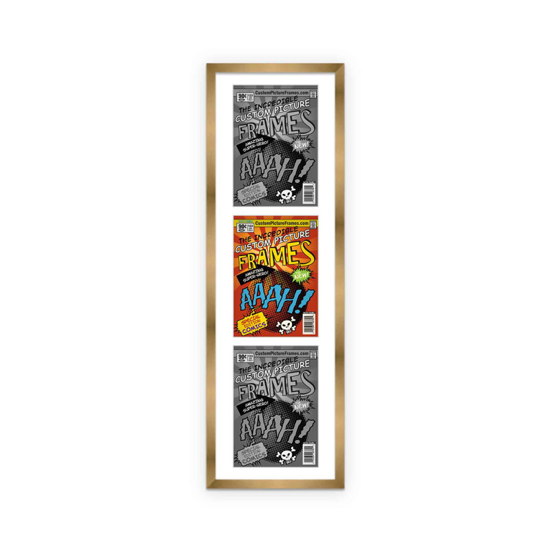 Wood Picture Frame with Mat, Gold/White, 7.75" x 10.5"