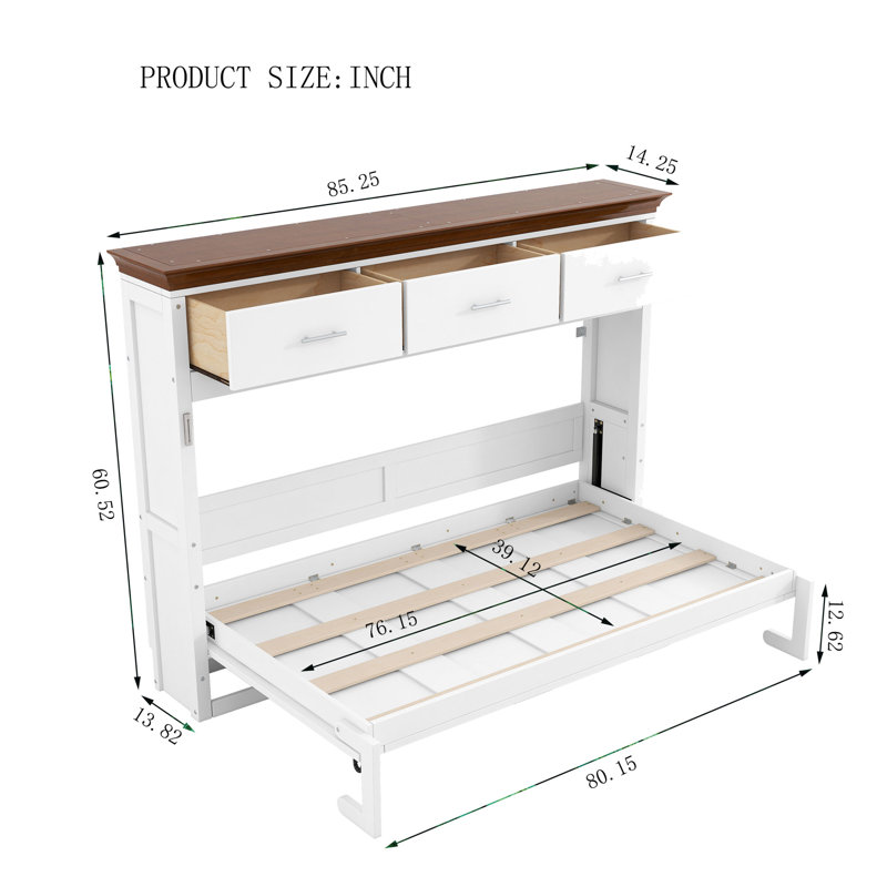 Lit escamotable simple avec 3 tiroirs