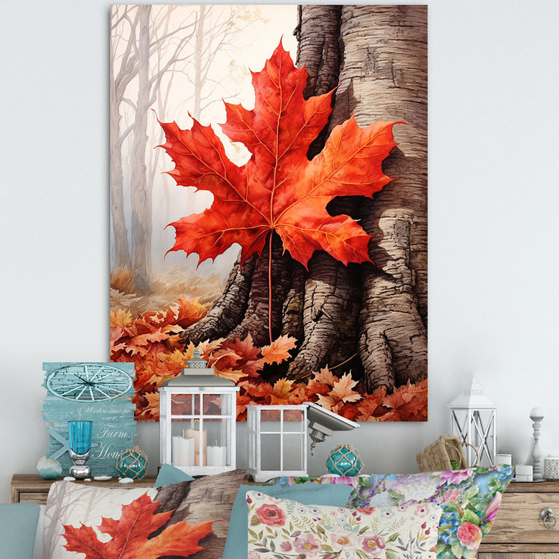 «Maples Mark Autumn Red III» sur toile, H 40 po x l 30 po x P 1,5 po, Toile tendue