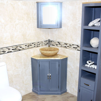 Aniston 550 mm Freestanding Single Vanity with Vessel Stone Basin