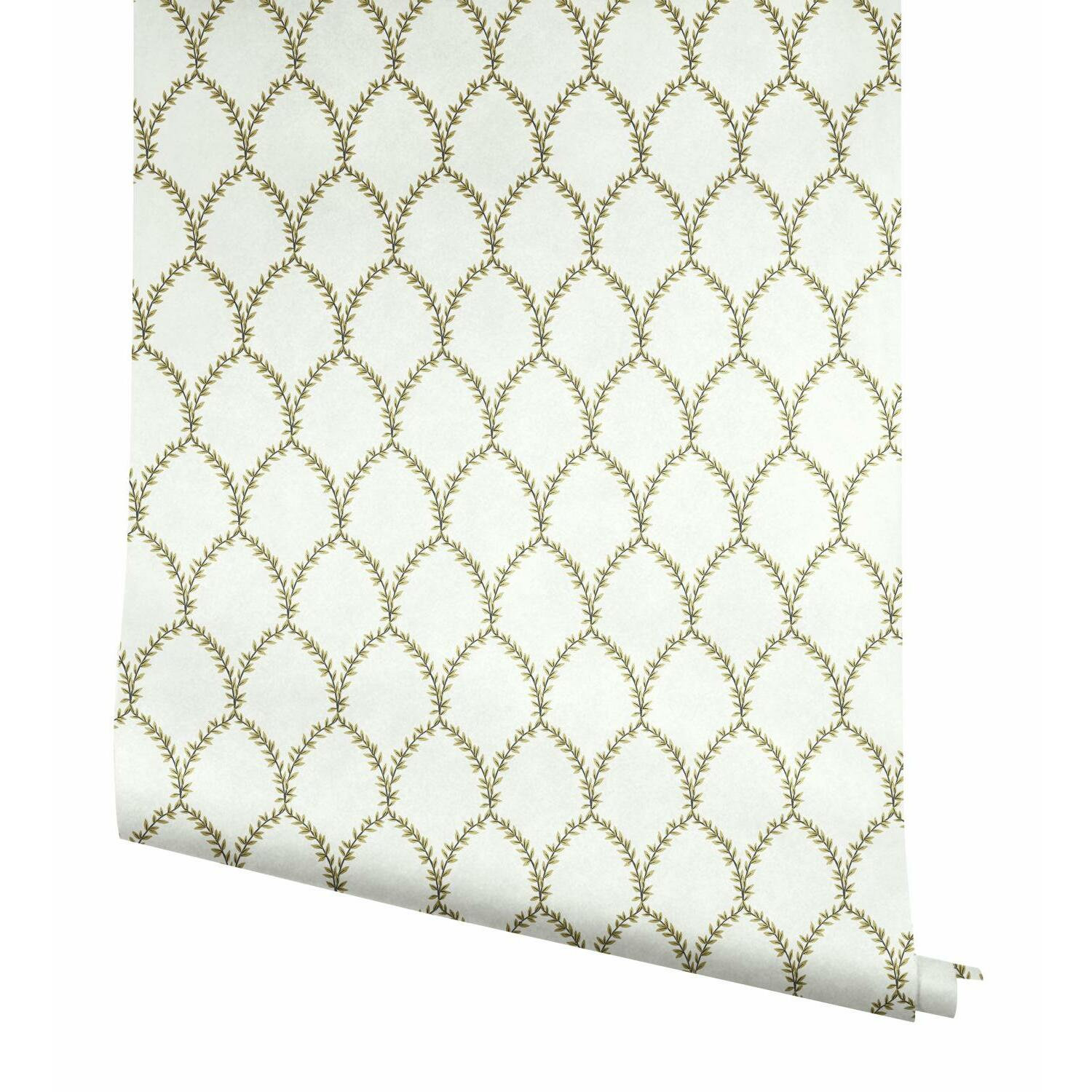 Laurel Wallpaper Roll, Gold/White