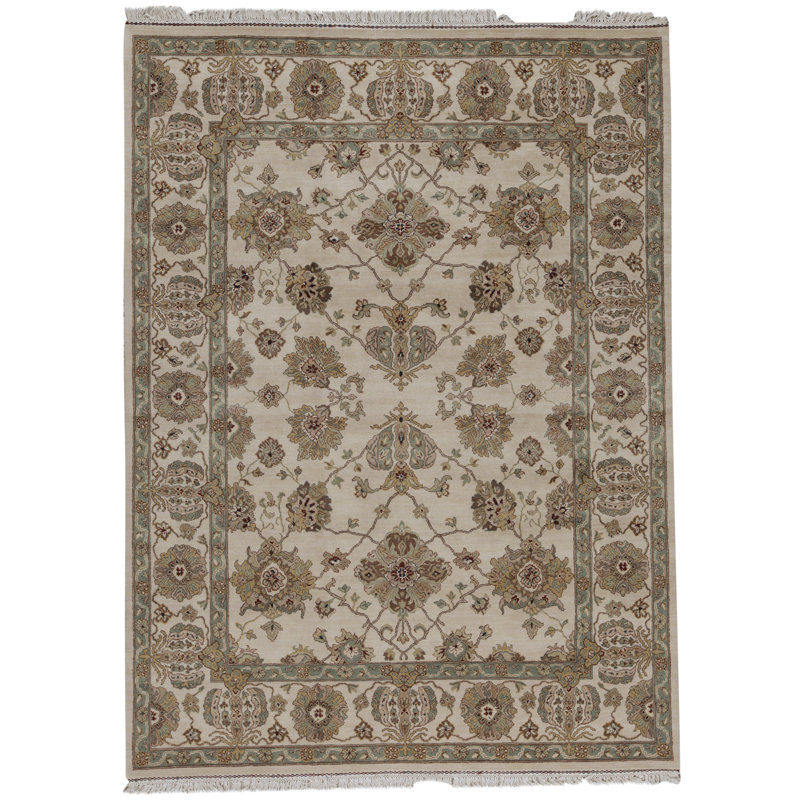 Tapis ivoire noué à la main de haute qualité