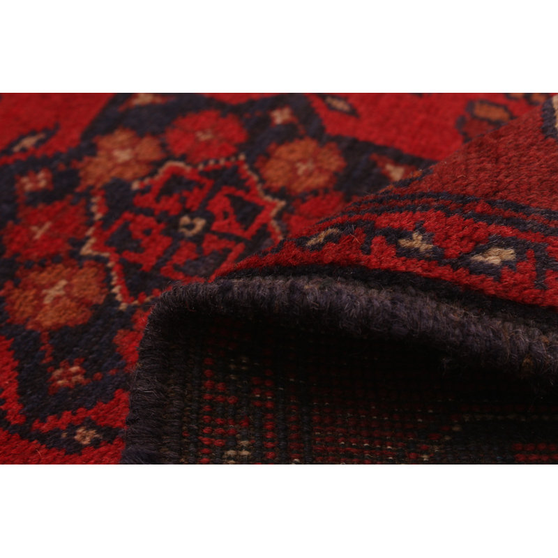 Tapis de zone en laine rouge 3 pi 2 po x 4 pi 10 po à main one-of-kind-noué la 2010 esari turque Allaina