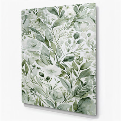 Aquarelle, art floral vert 95