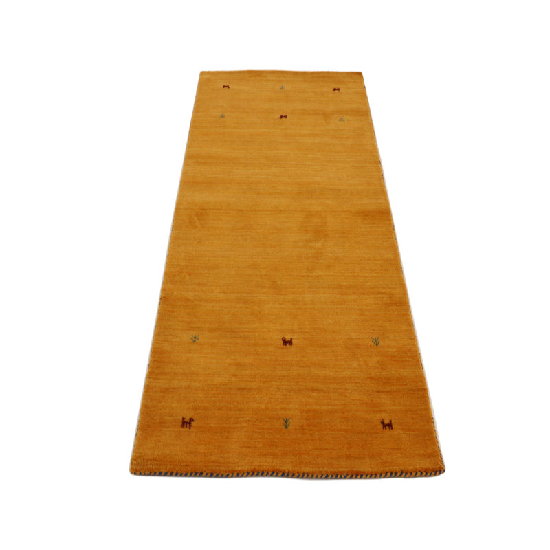 Handwoven Wool Gabbeh Uni Yellow Rug, Runner 80 x 400cm