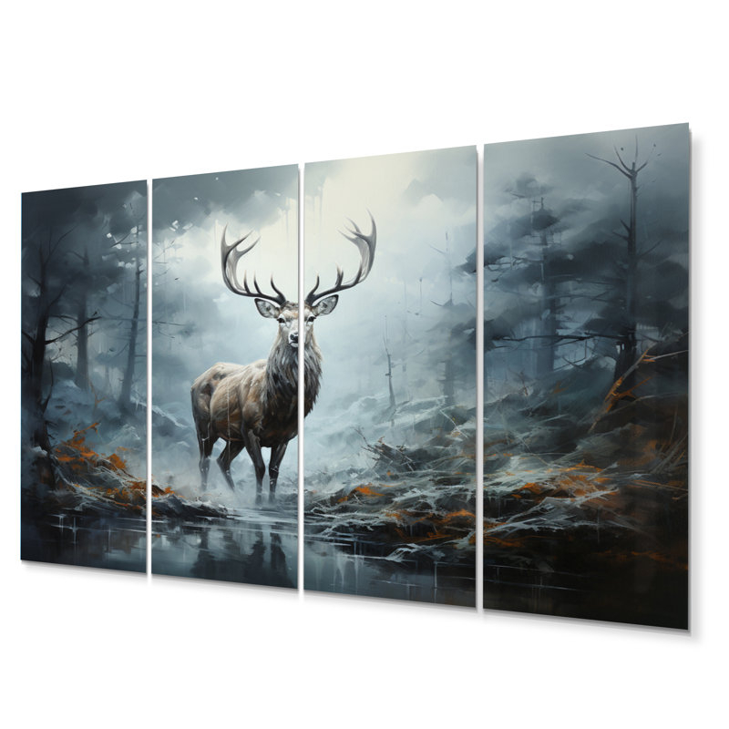 Deer Whispering Mist I Animals Wall Decor on Metal