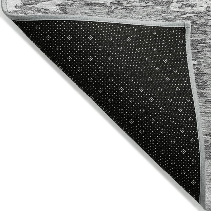 3' X 5' Gray And Ivory Abstract Washable Indoor Outdoor Area Rug