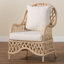 Chaise avec accoudoirs en rotin tressé ivoire Caleigha