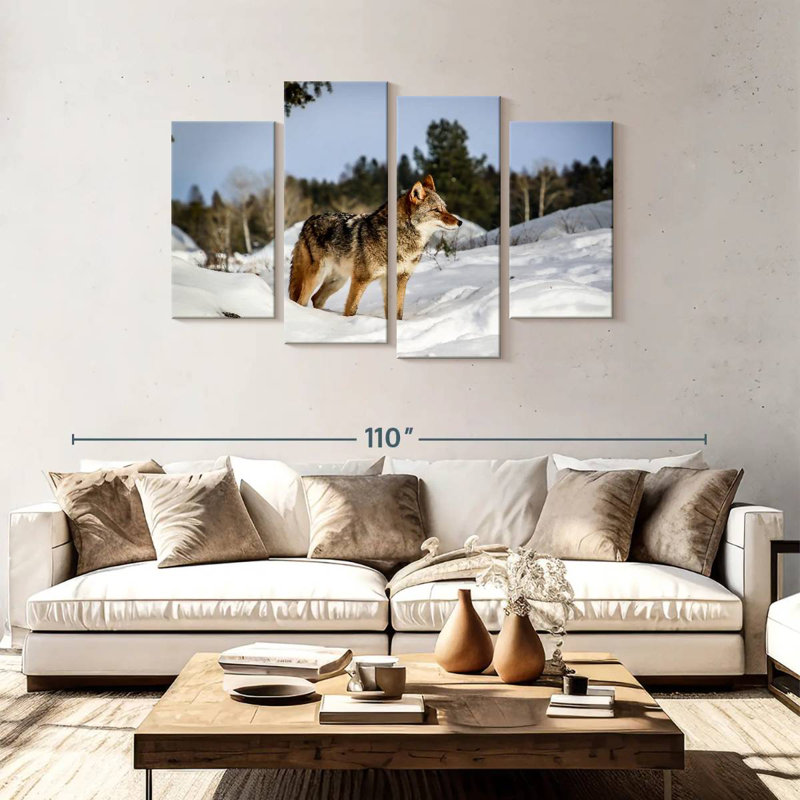 Brampt Winter Snow Coyotes, 48" H x 75" W