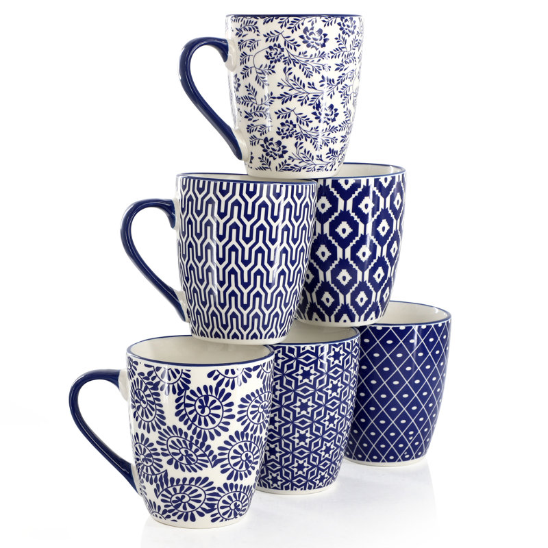Ensemble de 6 tasses en grès de 12 onces Red Barrel Studio® Mathre