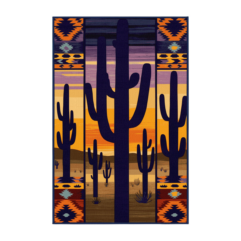  Tapis lavable Sunset Over Saguaro Southwestern, Rectangle 2 pi x 3 pi