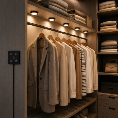 Paquet de 6 mini-rondelles enfichables 3000K à 6000K avec gradateur câblé 12V 2W / pièce pour l'éclairage sous l'armoire