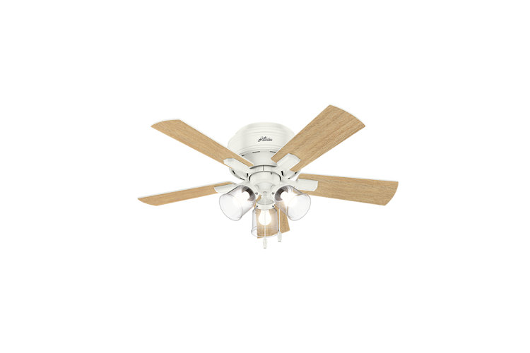 42" Crestfield 5 - Blade LED Flush Mount Ceiling Fan with Pull Chain and Light Kit Included
