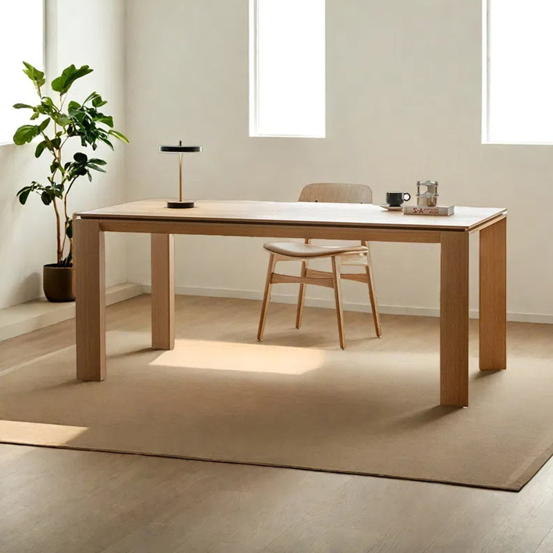 Minimalist rectangular dining table, 29.53”H x 82.68”L x 33.46”W