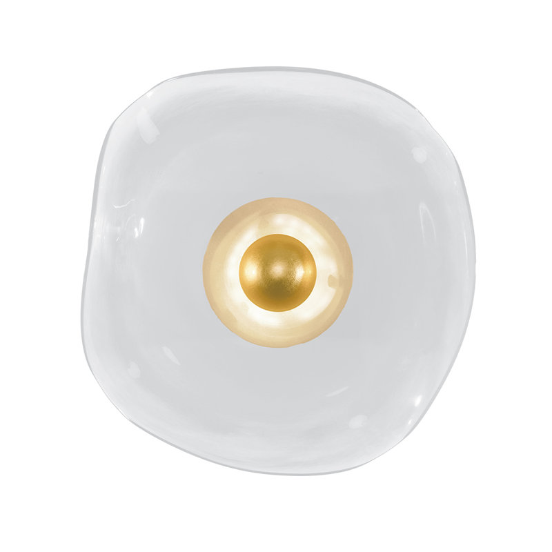 Embark LED Flush Mounted Sconce, Standard Gold Leaf, Clear