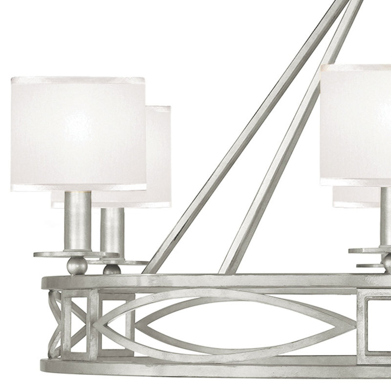Silver Leaf 39.5" Round Chandelier with Candelabra Lights