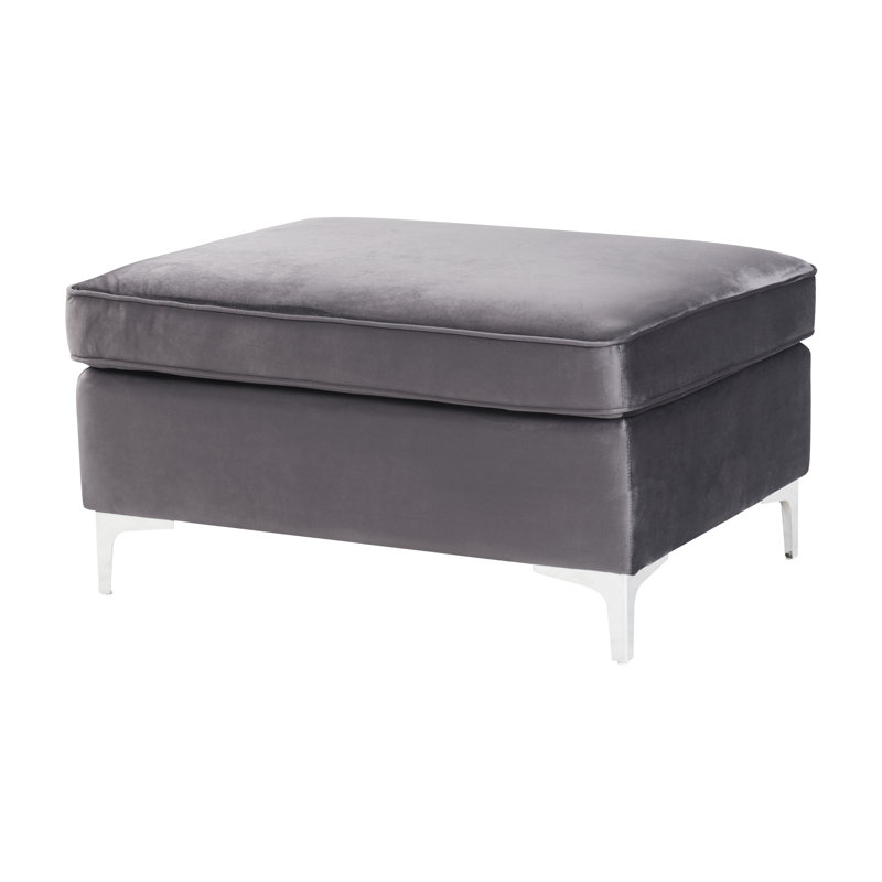 Eniya Velvet Ottoman, Gray Velvet