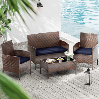 Ensemble de 3 housses de remplacement pour coussins de patio pour l'extérieur, housses de coussins de causeuse imperméables - 36 x 18 x 2,18 x 18 x 2, pour ensemble de conversation pour causeuse en rotin et osier 4 places, housse seulement
