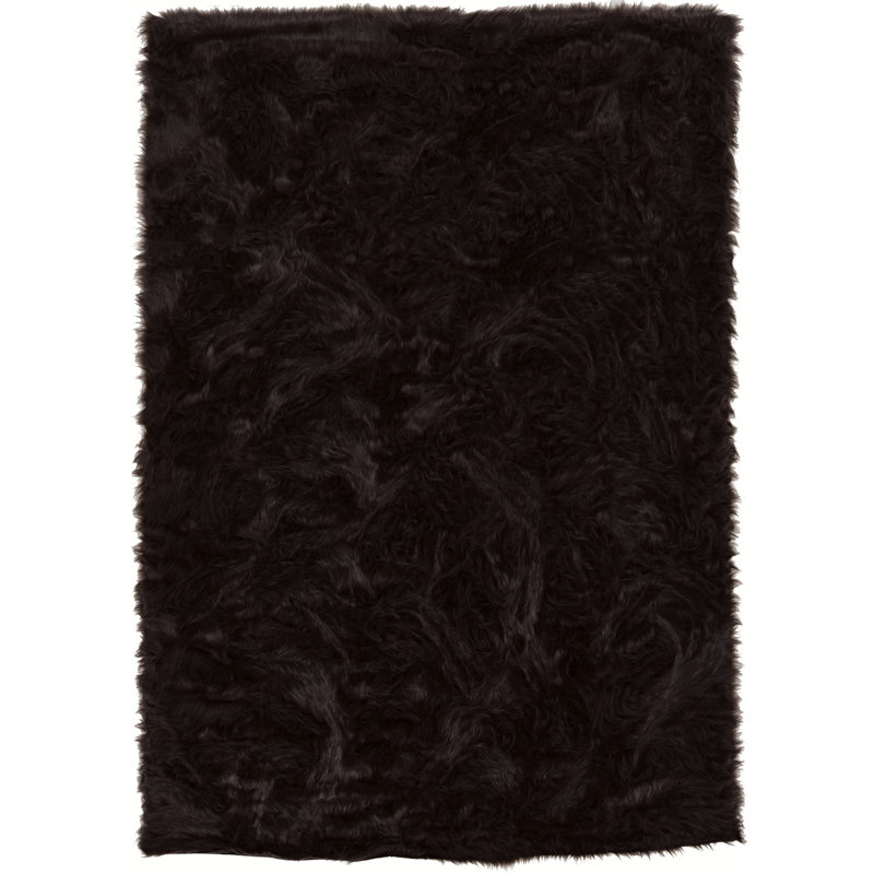 Tayyibah Handmade Tufted Faux Sheepskin Brown Area Rug