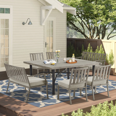 Azur Patio 8-person Square 63.2”dining Set With Sunbrella® Cushions