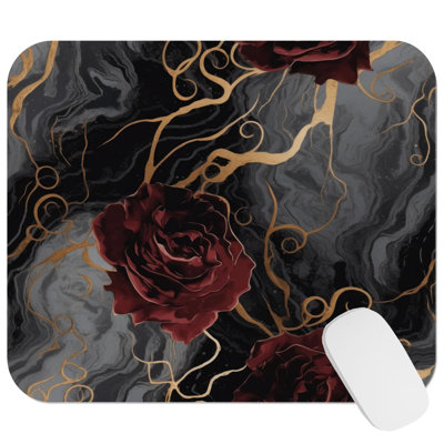 Floral Luxe Rose Flowers VII Modern Gaming Cute Office Laptop Desk Pad Gift Mat Square Rectangle Non-Slip Mousepad