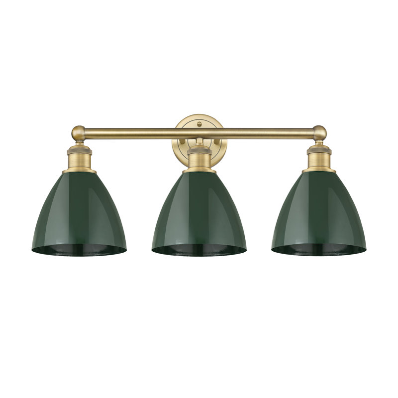 Anglie 3 - Light Dimmable Vanity Light, Green, Brushed Brass