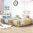 Twin Size Bed Frame, 82.99" Upholstered Daybed Platform Floor Bed W/Storage Pocket Cute Rabbit Ear Shaped Headboard for Bedroom, No Box Spring Needed-445136256