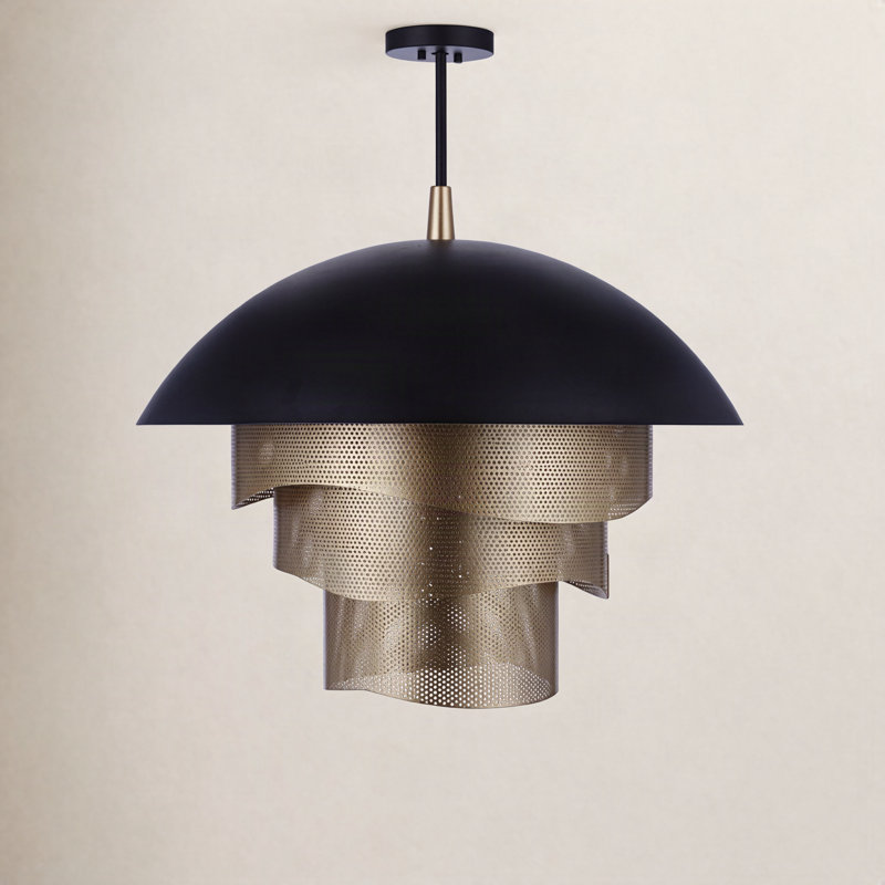 Luminaire suspendu géométrique 1 lumière DEL Sculptural, Noir mat