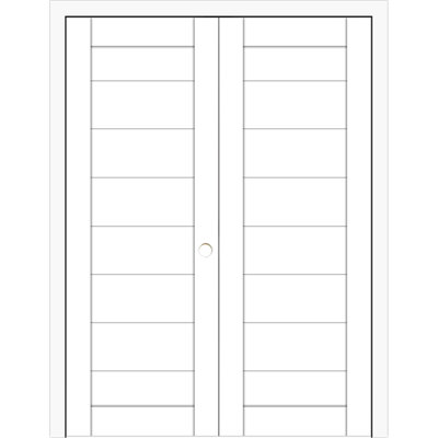 Domino 02 Pre-Hung Soft White Laminated Modern Interior Double Door 48in x 80in Left In-Swing