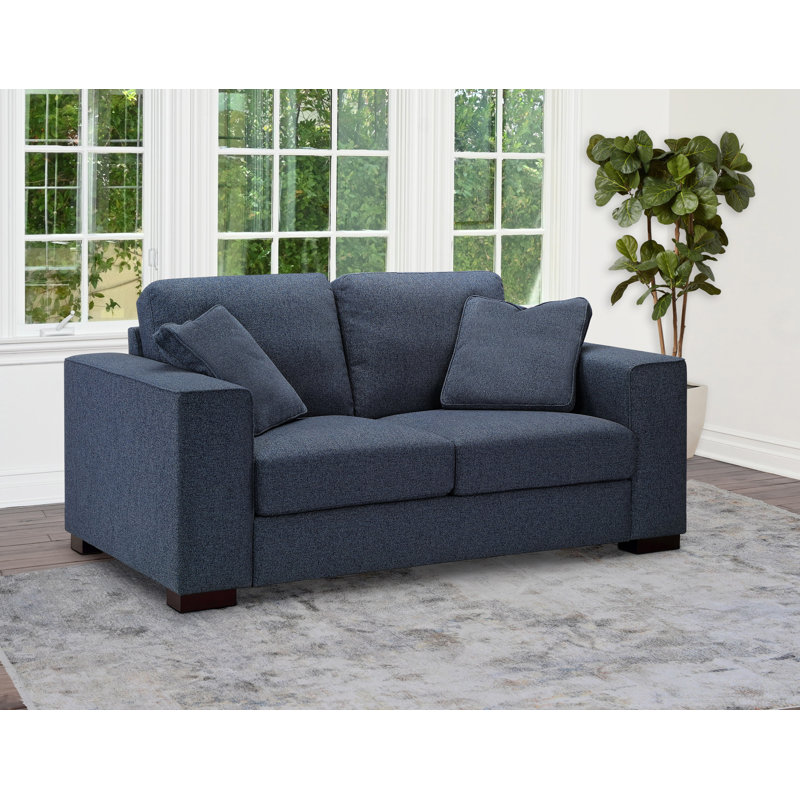 Canapé à accoudoirs carrés de 67 po avec coussins réversibles Gloska, 100 % polyester bleu