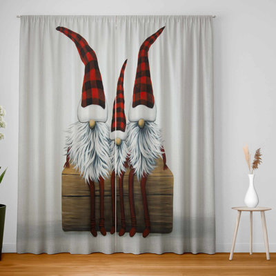 Three Christmas Gnomes Blackout Window Curtains | Home Decor
