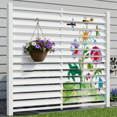 Clôture de climatiseur 5 pi x 4 pi, clôture d'intimité en PVC blanc, écrans d'intimité pour enclos de piscine