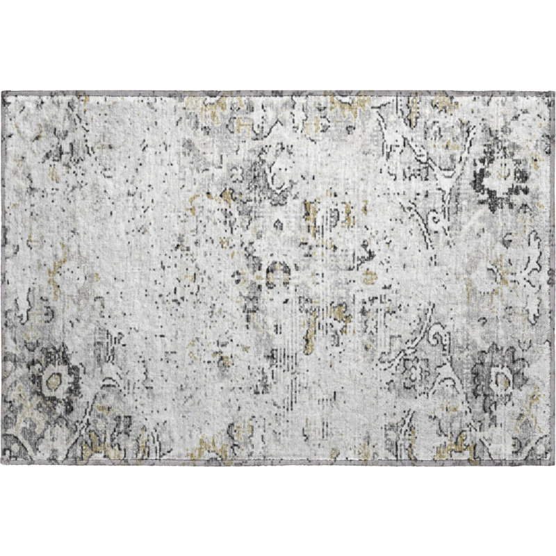Premium Machine Washable Andreau AMF92 Ash Rug, Rectangle 1'8" x 2'6"