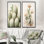 Cactus minimaliste beige et vert - Cactus sur toile, ensemble de 2