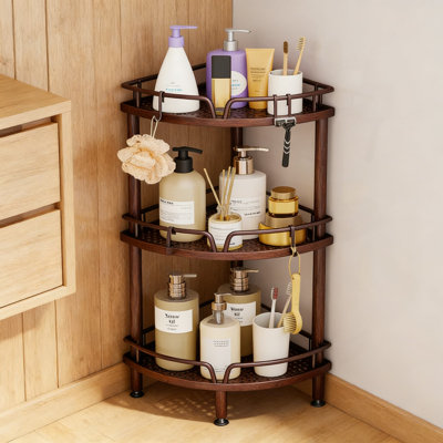 Corner Shower Caddy Stand - 3-Tier Floor Shower Organizer With Soap Holder, Adjustable Non-Slip Feet, 4 Hooks And Rustproof Stainless Steel Construction For Bathroom Storage