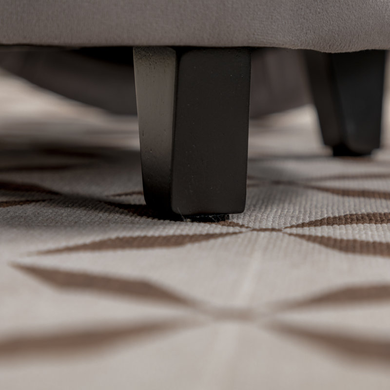 Repose-pieds rond avec rangement en velours Briana, Velours gris performance