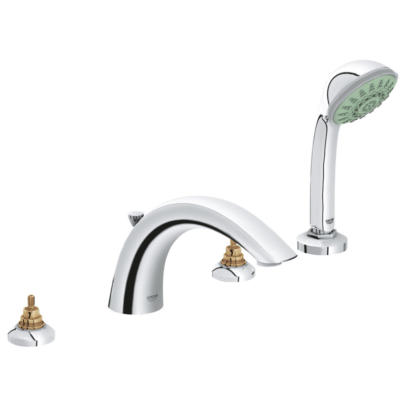 Double Handle Deck Mounted Roman Tub Faucet Trim with Hand Shower and DreamSpray Technology, StarLight Chrome