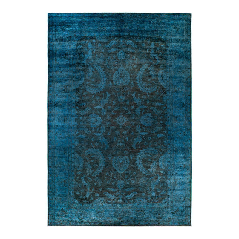 Tapis brun / bleu sarcelle Cobleskill One-of-a-Kind 12 pi 3 po x 18 pi 1 po Cobleskill