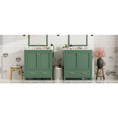 Meuble-lavabo de 60 po avec lavabos doubles - Armoire élégante pour la propreté et la fonctionnalité