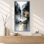 «Gray Gold Autumn Waterfall Forest Trail II», reproduction d'art encadrée sur toile